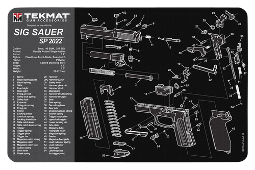 TekMat TEKR17SIGSP2022  Cleaning Mat Black/Gray Rubber 11"x17" Sig Sauer SP 2022 Parts Diagram