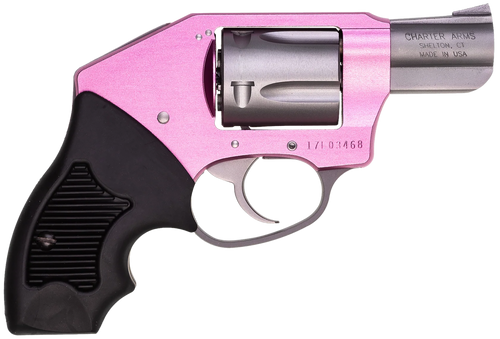 Charter Arms 53851 Undercover Lite Chic Lady Small 38 Special 5 Shot 2" High Polished Stainless Steel Barrel & Cylinder, Pink Aluminum Frame w/Black Finger Grooved Rubber Grip, Concealed Hammer