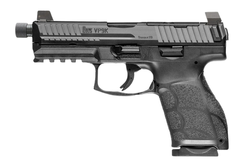 HK 81001230 VP9A1 K Tactical 9mm Luger 15+1 4.70" Black Threaded Barrel, Black Steel Optic Ready/Serrated Slide, Black Polymer Frame w/Picatinny Rail, Textured Grip