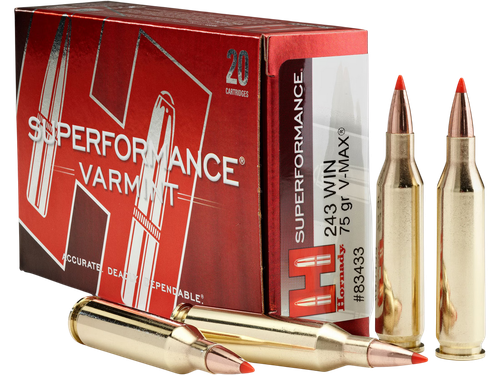 Hornady 80411 Superformance  243WSSM 75gr V-Max 20 Per Box/10 Case