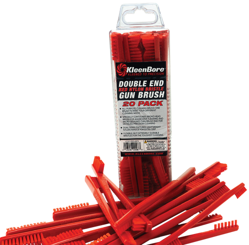 KleenBore UT221RED20PK Double End Brush Utility Brush Red Nylon 20 Pack