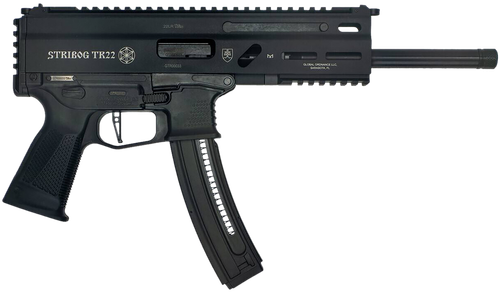 Grand Power 8588005808606 TR22 Stribog 22 LR 25+1 10" Black Threaded Barrel, Black Hardcoat Anodize Receiver w/Picatinny Rail, Black Polymer Grip, Ambidextrous