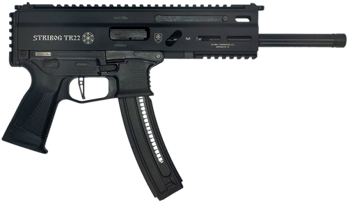 Grand Power 8588005808606 TR22 Stribog 22 LR 25+1 10" Black Threaded Barrel, Black Hardcoat Anodize Receiver w/Picatinny Rail, Black Polymer Grip, Ambidextrous