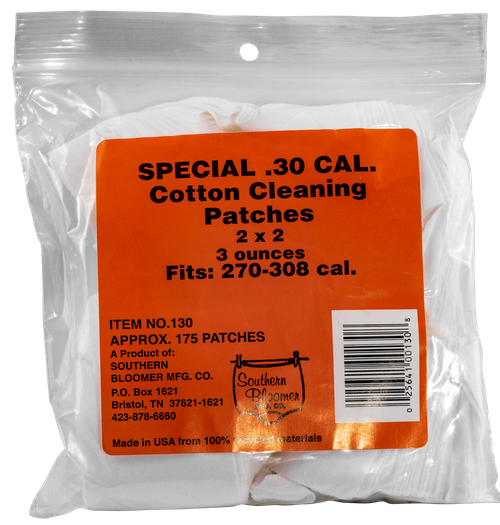 Southern Bloomer 130 Cleaning Patches 30 Cal Cotton 175 Per Bag