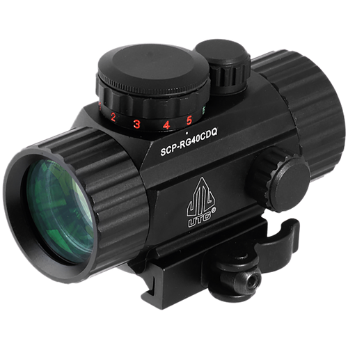 UTG SCPRG40CDQ ITA  Black Hardcoat Anodized 1x 4 MOA Red/Green Dot/62 MOA Circle Reticle