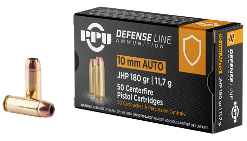 PPU PPD10 Defense  10mmAuto 180gr Jacketed Hollow Point 50 Per Box/10 Case
