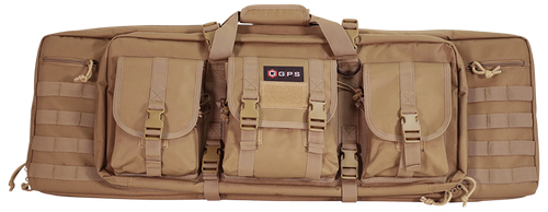 GPS Bags DRC36FDE Double Rifle Case 36" Flat Dark Earth 600D Polyester w/ 2 Padded Pistol Sleeves MOLLE Webbing & Lockable Zippers