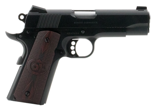 Colt Mfg O4940XE Commander Combat 45 ACP 8+1 4.25" Black Steel Barrel, Blued Serrated Slide & Carbon Steel Frame w/Beavertail, Black Cherry Checkered G10 Grips, Ambidextrous