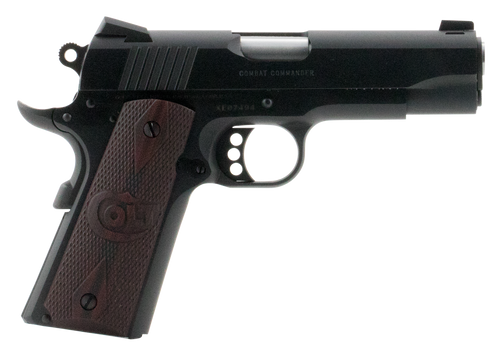 Colt Mfg O4940XE Commander Combat 45 ACP 8+1 4.25" Black Steel Barrel, Blued Serrated Slide & Carbon Steel Frame w/Beavertail, Black Cherry Checkered G10 Grips, Ambidextrous