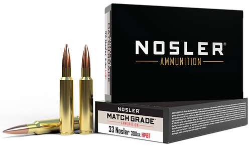 Nosler 60031 Match Grade  33Nosler 300gr Custom Competition Hollow Point Boat Tail 20 Per Box/10 Case