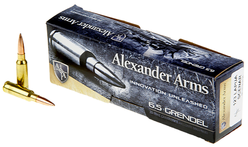 Alexander Arms AG123LSBOX Lapua Scenar  6.5Grendel 123gr Boat Tail Open Tip Match 20 Per Box/10 Case