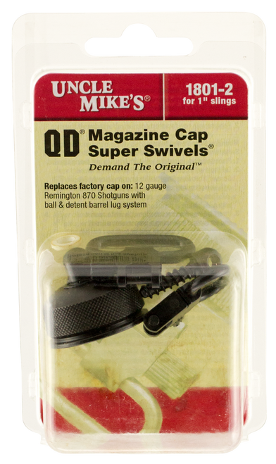 Uncle Mike's 18012 Mag Cap Swivel Set made of Steel with Blued Finish, 1" Loop Size & Quick Detach Style for 12 Gauge Remington 870 & 870 Youth Shotguns Includes Two Super Swivels