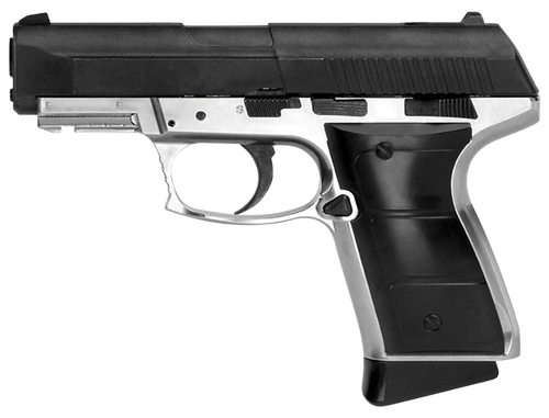 Daisy 985501442 5501 Powerline CO2 177 BB 15+1 430 fps, Smooth Bore Barrel, Black Slide, Silver Metal Frame with Pic. Rail, Molded Grips, Blade Front Sight, Manual Trigger Block Safety