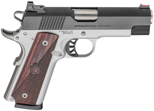 Springfield Armory PX9124L 1911 Ronin EMP 9mm Luger 10+1, 4" Stainless Match Grade Bull Steel Barrel, Blued Serrated Carbon Steel Slide, Satin Cerakote Aluminum Frame w/Beavertail, Textured Wood Grip