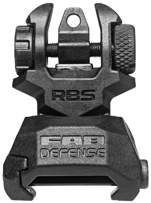 FAB Defense FXRBS Rear Back-Up Sight  for AR-15/ M16/ M4 Dual Aperture Low Folded Profile Spring-Locked Deployment Black Polymer & Metal
