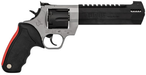 Taurus 2440065RH Raging Hunter  44 Rem Mag 6rd 6.75" Matte Black Oxide Cylinder & Barrel Matte Stainless Steel Frame Black Rubber with Integrated Red Cushion Insert Grip