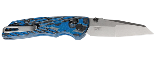 Hogue 24263 Deka  3.25" Folding Modified Wharncliffe Plain Stone Tumbled CPM 20V SS Blade, G-Mascus Blue GRN Handle