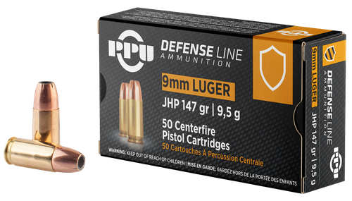 PPU PPD92 Defense  9mmLuger 147gr Jacketed Hollow Point 50 Per Box/20 Case