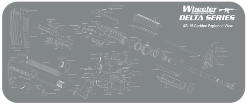 Wheeler 156824 AR-15 Maintenance Mat Delta Gray/White Neoprene Top w/Rubber Back 20"x47" AR-15 Parts Diagram