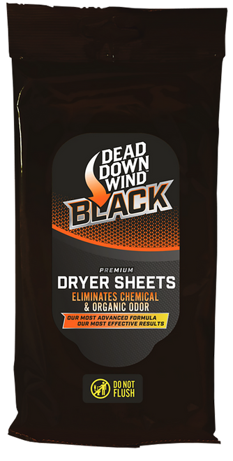 Dead Down Wind 117019 Dryer Sheets Black Premium Odor Eliminator Unscented Scent Dryer Sheet 40 Count