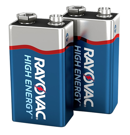 Rayovac A16042JT 9V HIGH  ENERGY Alkaline Batteries  Silver/Blue 9 Volts 565 mAh (2) Single Pack