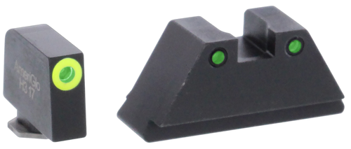 AmeriGlo GL252 Optic Compatible Sight Set for Glock  XL Tall Green Tritium LumiGreen Outline Front Sight-Green Tritium Black Outline Rear Sight
