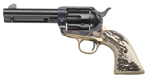 Taylors & Company 200071 1873 Cattleman 357 Mag Caliber with 4.75" Blued Finish Barrel, 6rd Capacity Blued Finish Cylinder, Color Case Hardened Finish Steel Frame & Imitation Stag Grip