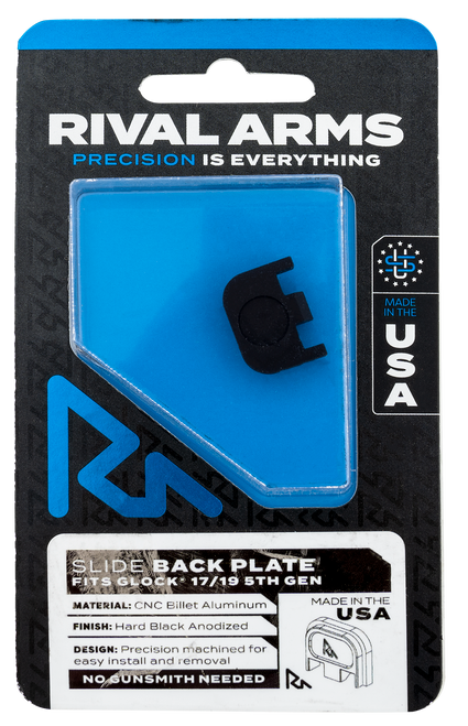 Rival Arms RA43G004A Slide Back Cover Plate  Double Stack Black Anodized Aluminum for Glock 17/19 Gen5