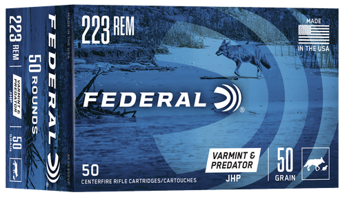 Federal AE22350VP American Eagle Varmint & Predator 223Rem 50gr Jacketed Hollow Point 50 Per Box/5 Case