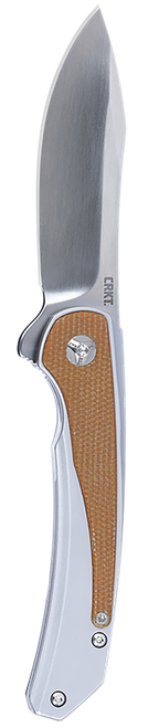 CRKT 6070 Padawan  3.01" Folding Wharncliffe Plain Brushed Satin 14C28N Steel Blade, SS w/G10 Coyote Tan Overlays Handle
