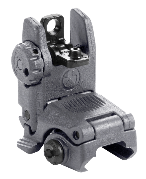 Magpul MAG248-GRY MBUS Sight Rear  Stealth Gray Polymer, Spring-Loaded Flip Up for AR-15/ M16