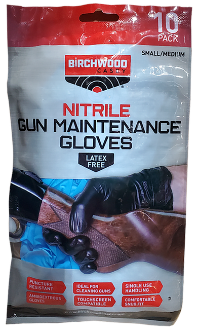 Birchwood Casey NGLVS-M Nitrile  Black Sm/Med 10 Pack