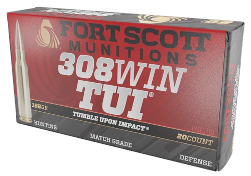 Fort Scott Munitions 308168SCV Tumble Upon Impact (TUI) Brush Hog 308Win 168gr Solid Copper Spun 20 Per Box/10 Case