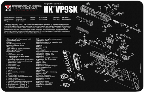 TekMat TEKR17HKVP9SK HK VP9SK Cleaning Mat Black/White Rubber 11"x17" HK VP9SK Parts Diagram