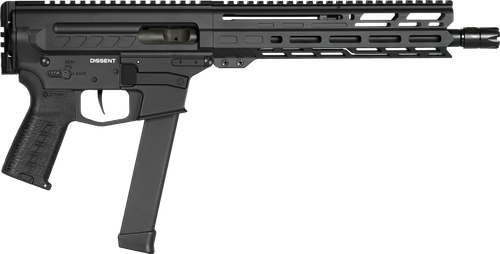 CMMG 99A806DAB Dissent MKGS 9mm Luger 33+1 10.50", Black, Picatinny Brace Adapter, 5.50" M-LOK Handguard, Left Side Charging Handle, Zeroed Linear Comp, Zeroed Drop-In Single Stage Trigger