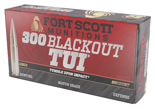 Fort Scott Munitions 300115SCV Tumble Upon Impact (TUI)  300Blackout 115gr Solid Copper Spun 20 Per Box/25 Case