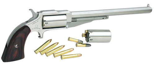 North American Arms 18606C Earl Hogleg *CA Compliant 22 LR/22 Mag 5 Shot 6" Satin Steel Barrel & Frame/Stainless Cylinder/Rosewood Boot Grips