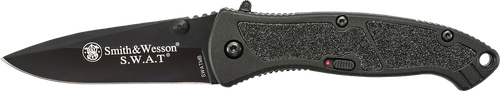 Smith & Wesson Knives SWATMBCP S.W.A.T.  3.20" Folding Plain Black 4034 SS Blade Black Aluminum Handle Includes Pocket Clip