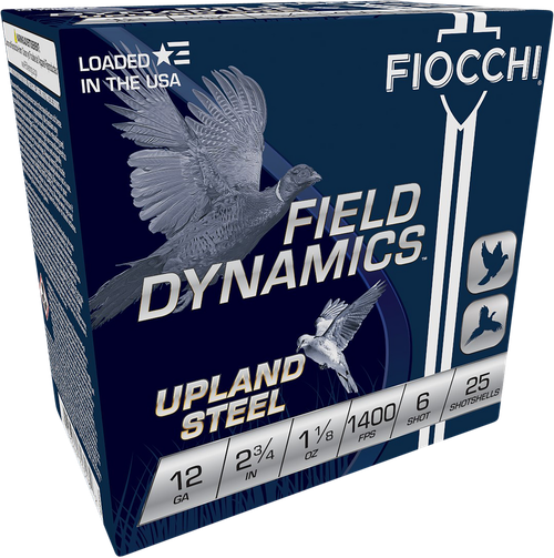 Fiocchi 12HVST6 Field Dynamics Upland Steel 12Gauge 2.75" 1 1/8oz 6Shot 25 Per Box/10 Case
