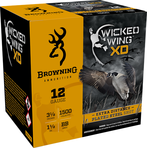 Browning Ammo B193411240 Wicked Wing XD  12Gauge 3.50" 1 1/2oz BBShot 25 Per Box/10 Case