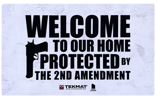TekMat TEK422AMENDMENT 2nd Amendment Door Mat White/Black Rubber 42" Long "Welcome To Our Home Protected By The 2nd Amendment"