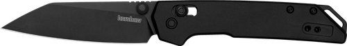 Kershaw 2051RBLK Iridium Mini 3" Folding Reverse Tanto Plain Black Oxide D2 Steel Blade, Black Anodized Aluminum Handle