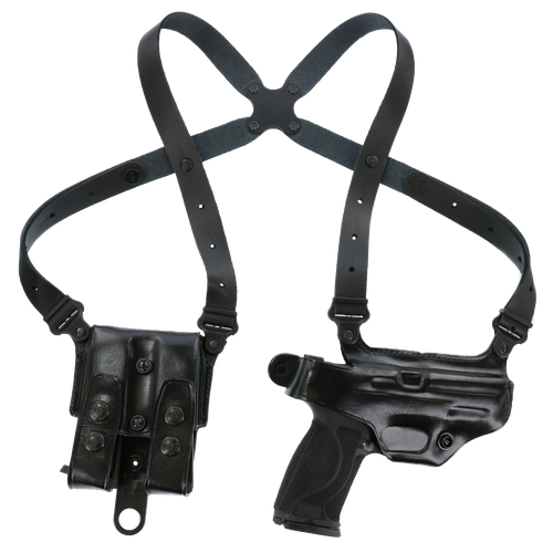 Galco MCII652B Miami Classic II Shoulder System Size Fits Chest Up To 56" Black Leather Harness Compatible w/S&W M&P Shield/Glock 43/43X Right Hand