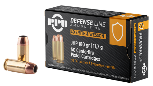PPU PPD40 Defense  40S&W 180gr Jacketed Hollow Point 50 Per Box/10 Case
