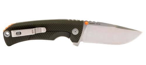 S.O.G SOG14060143 Tellus FLK  3.65" Folding Clip Point Plain Stonewashed Cryo 440C SS Blade/ Olive Drab Textured GRN Handle