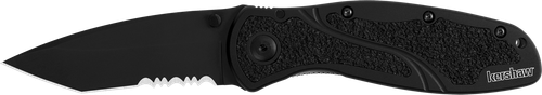 Kershaw 1670TBLKST Blur  3.40" Folding Tanto Part Serrated Black DLC 14C28N Steel Blade Black Anodized Aluminum Handle Includes Pocket Clip