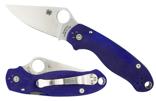 Spyderco C223GPDBL Para 3  2.95" Folding Plain Satin CPM S110V Blade/Dark Blue Textured G10 Handle Includes Pocket Clip