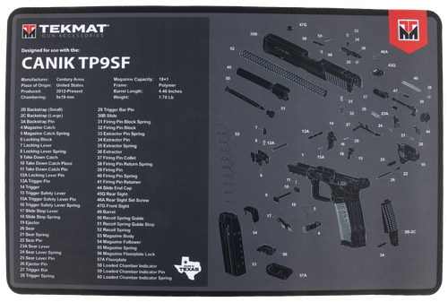 TekMat TEKR17CANIKTP9SF  Cleaning Mat Black/Gray Rubber 11"x17" Canik TP9SF Diagram