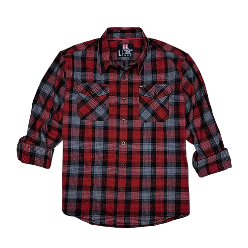 Hornady Gear 32193 Flannel Shirt  Large Red/Black/Gray,  Cotton/Polyester, Relaxed Fit Button Up
