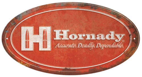 Hornady 99144 Oval Sign Rustic Red White Aluminum 12" x 18"